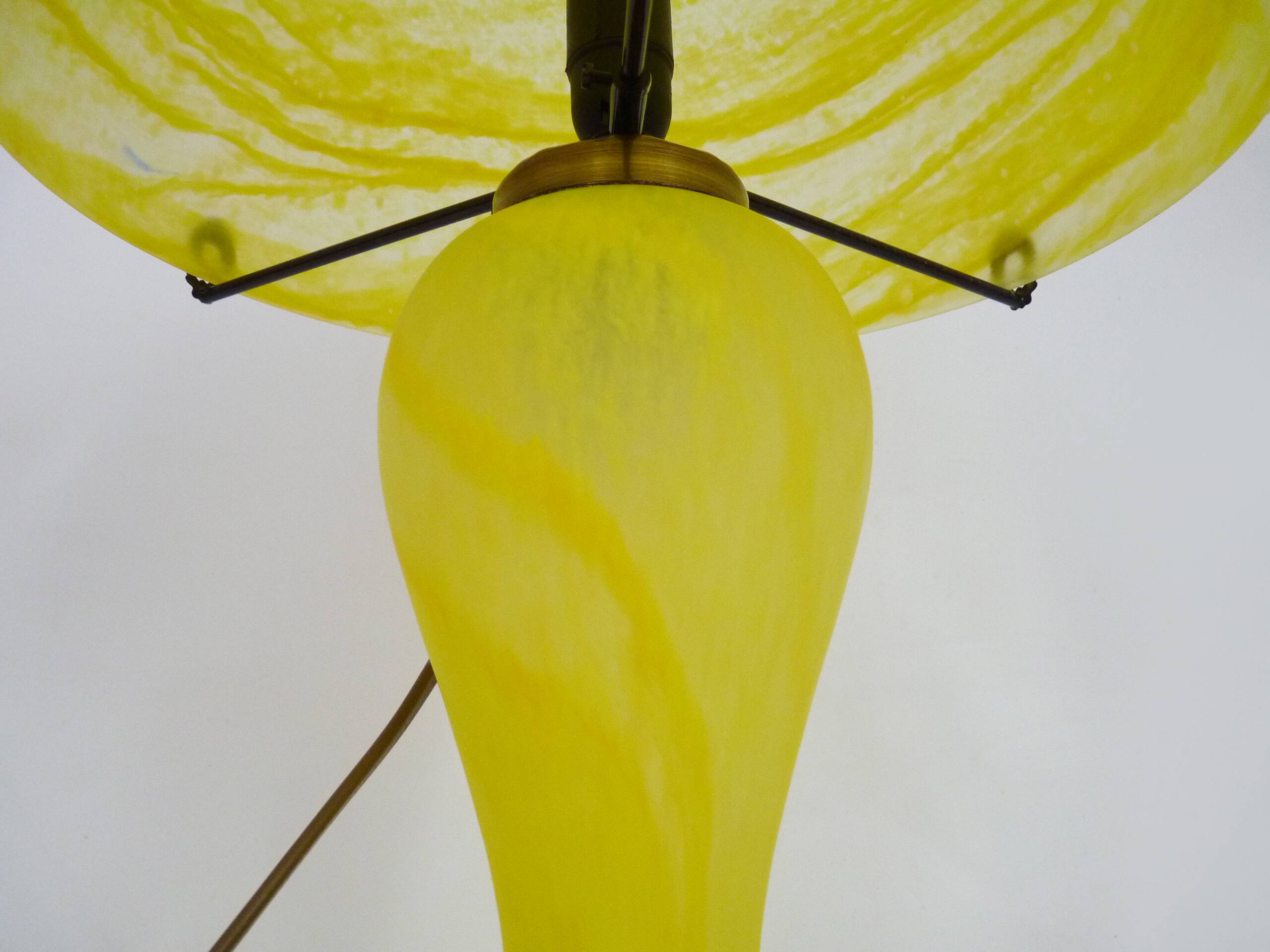 Yellow glass paste mushroom lamp in Art Nouveau style