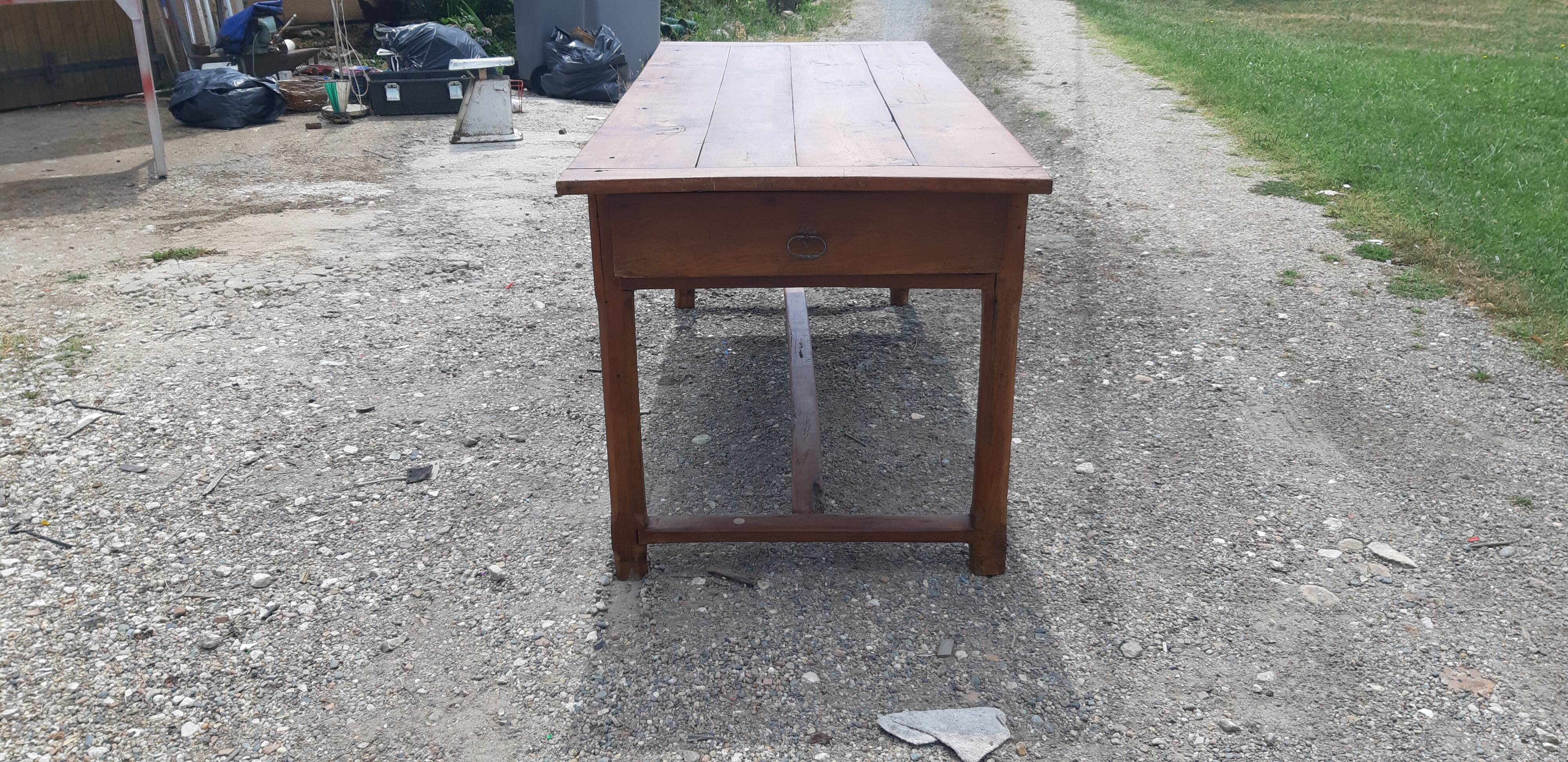 Table de ferme campagnarde 19 ème en merisier