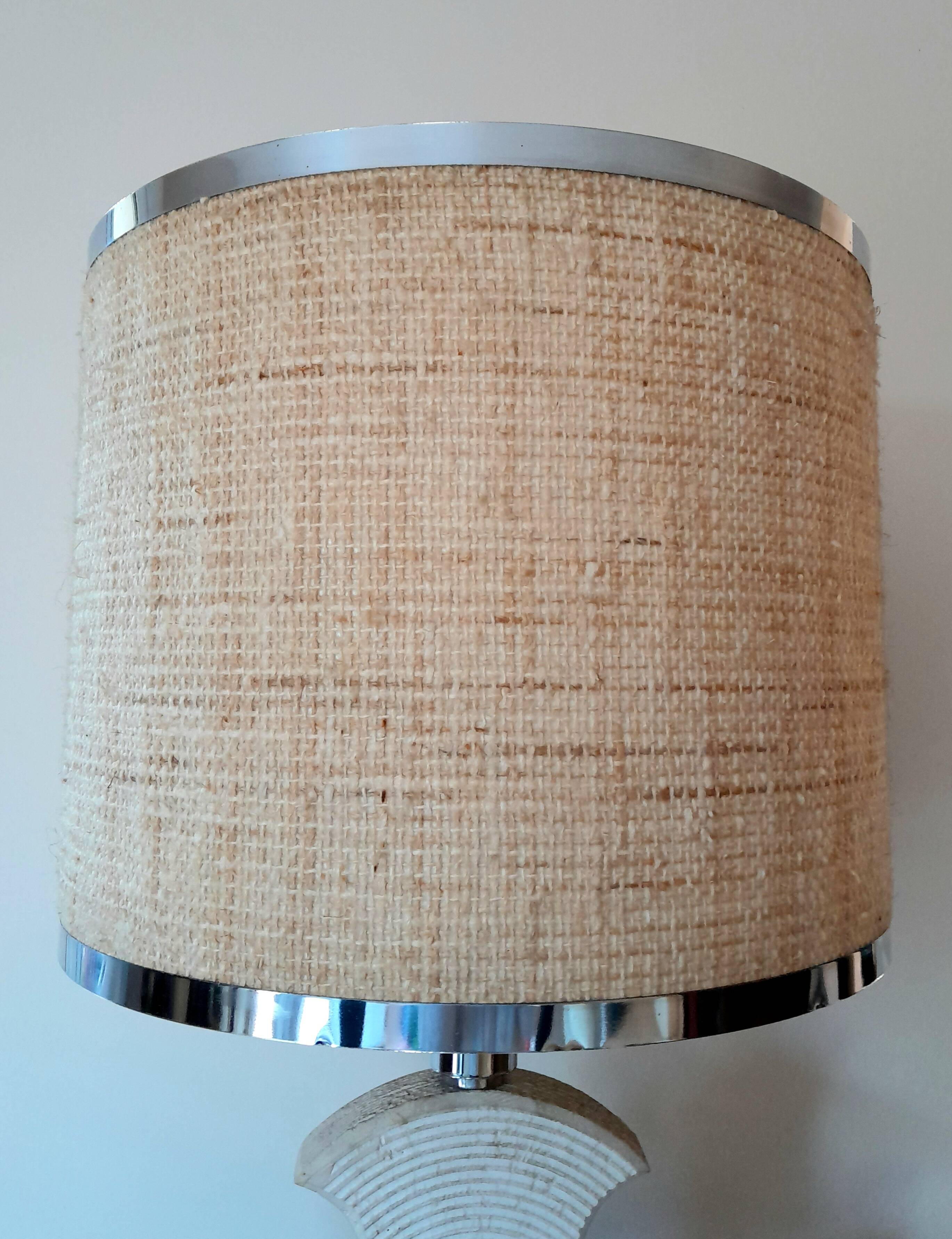 Brutalist lamp in Gard stone and chrome, 1970s