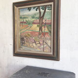 Oil on canvas framed "garden"