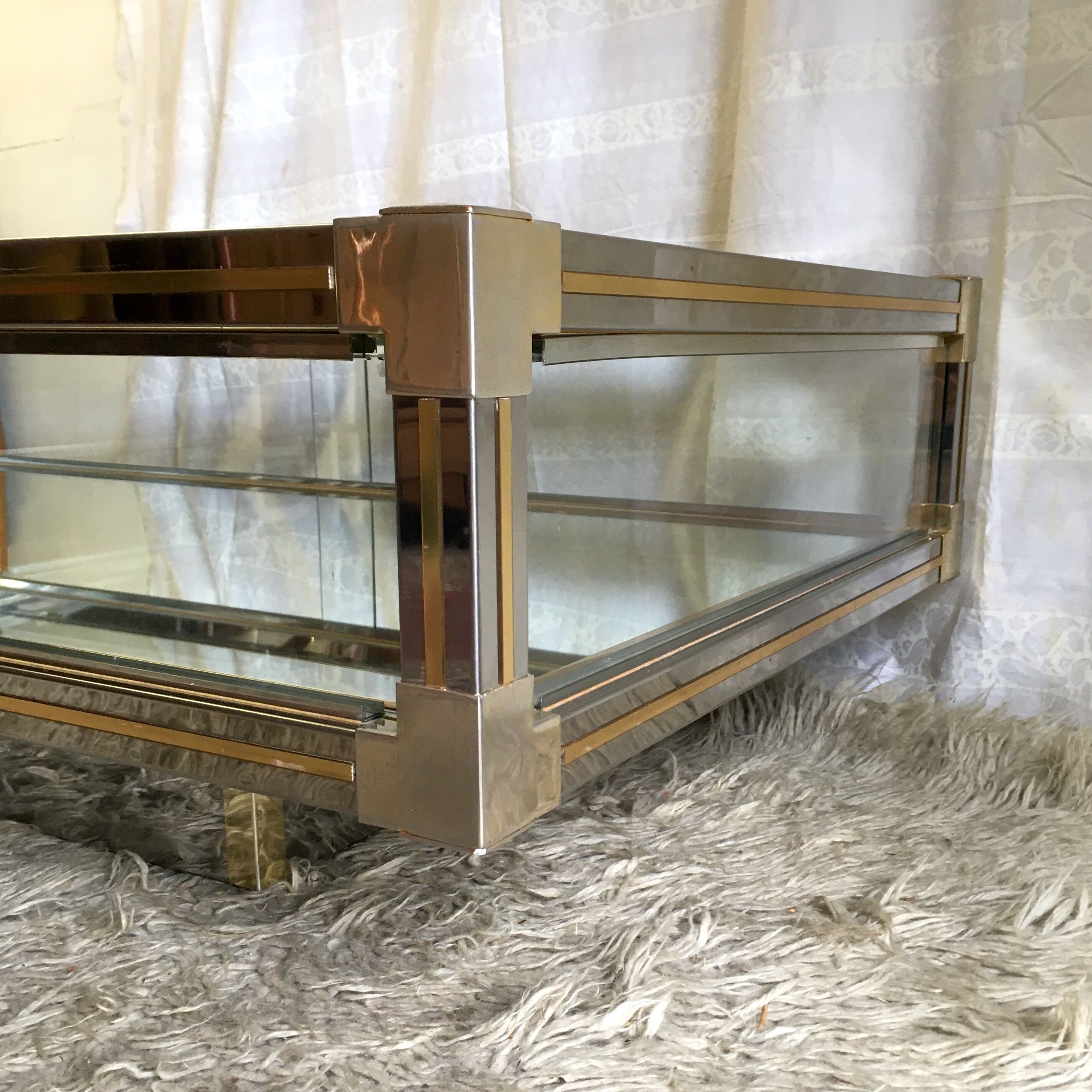 Glass and gold glass and metal coffee table 70