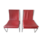 Bachelor red faux armchairs by Verner Panton for Fritz Hansen 1953