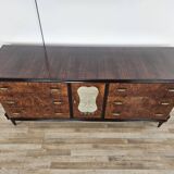 Grand buffet Art Déco en ronce d'acajou avec incrustations d'érable