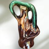 Vallauris glazed ceramic vase with an abstract shape