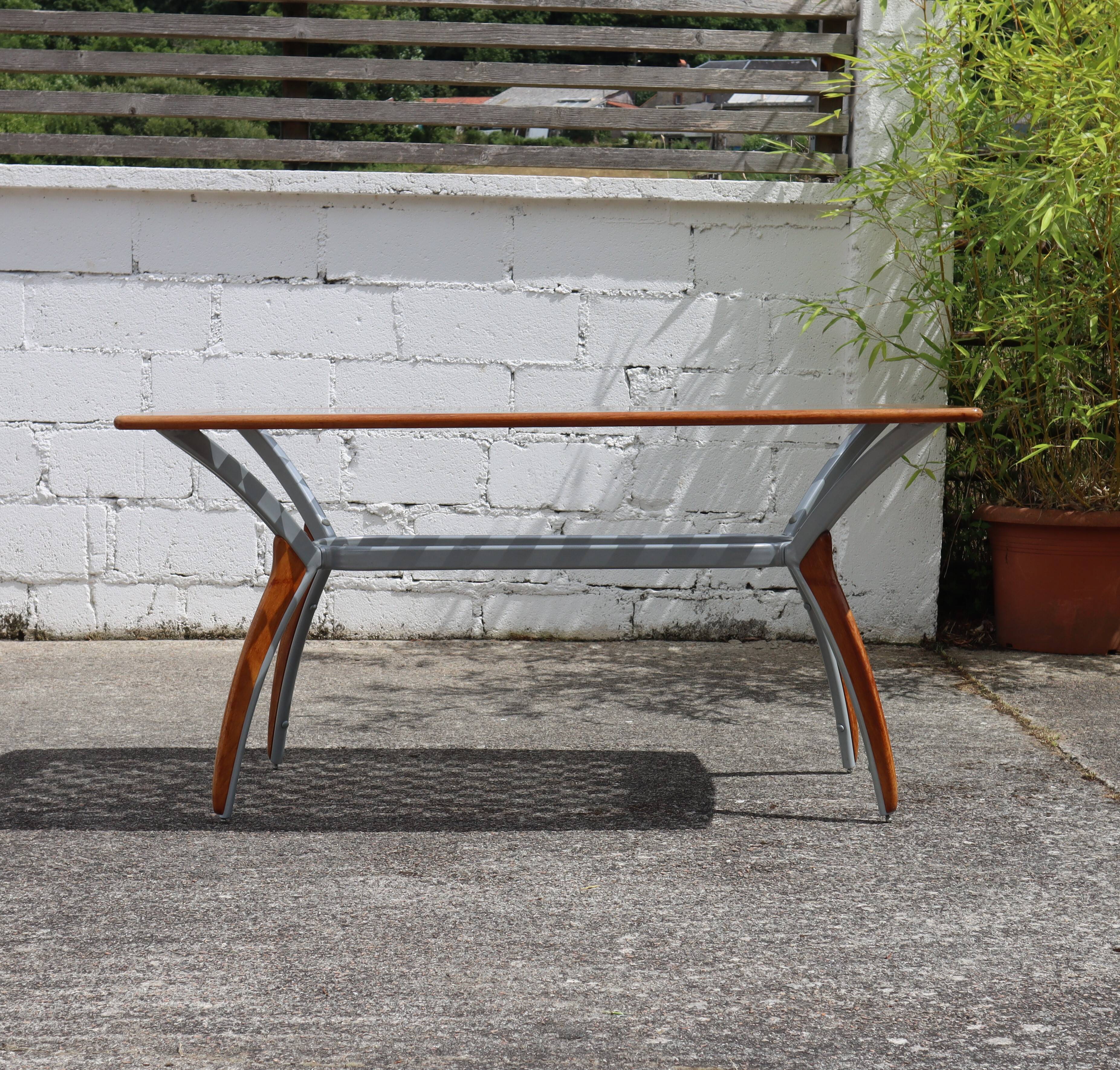 Italian Glass-Wood and Metal Dining Table - Italian Design Dinner Table - 8