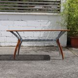 Italian Glass-Wood and Metal Dining Table - Italian Design Dinner Table - 8
