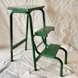 Vintage stepladder in green painted wood and steel