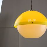 Italian Space Age Yellow Plexiglass Pendant Lamp, 1970s