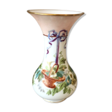 Superb vase in opaline 19th with floral decoration
