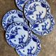 6 Creil and Montereau flat plates in blue earthenware, "Japan" service circa 1895