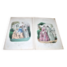 Lot de 2 gravures de mode Belle Epoque "Modes vraies Musée des familles" XIXe siècle
