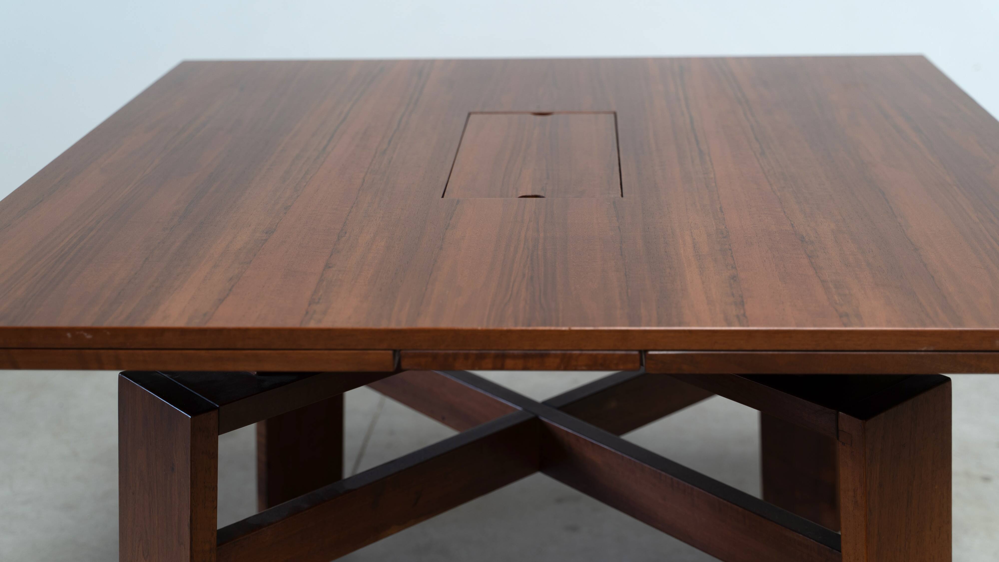 Square extendable dining table by Silvio Coppola for Bernini