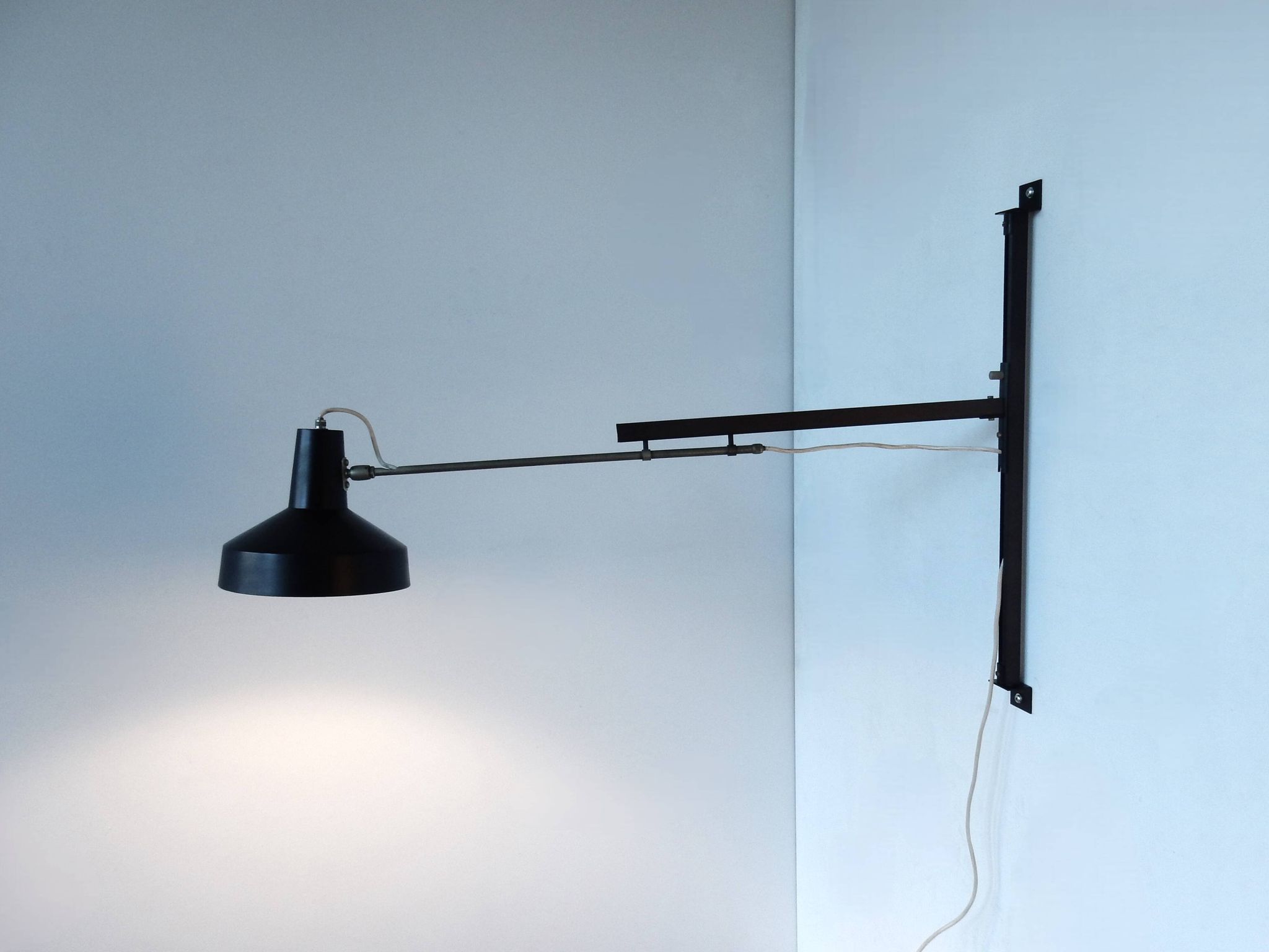 Black metal multi-adjustable wall lamp for Hiemstra Evolux, 1960's