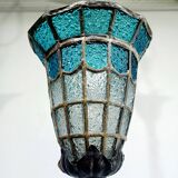 Suspension à lumière en verre bleu