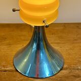 Vintage orange lamp with chrome tulip base and glass shade