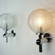 Pair of vintage wall lights structured glass and chrome 1970/80
