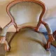 Pair of Louis XV style armchairs in cherry wood, upholstered in green velvet.