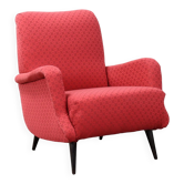 Fauteuil vintage en tissu et bois, Italie, années 1950