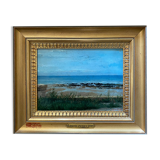 Tableau "Plage à Arromanches" signé 1891 signé Marine normandie