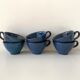 Set of 6 cups or cider bowls in glazed blue stoneware
