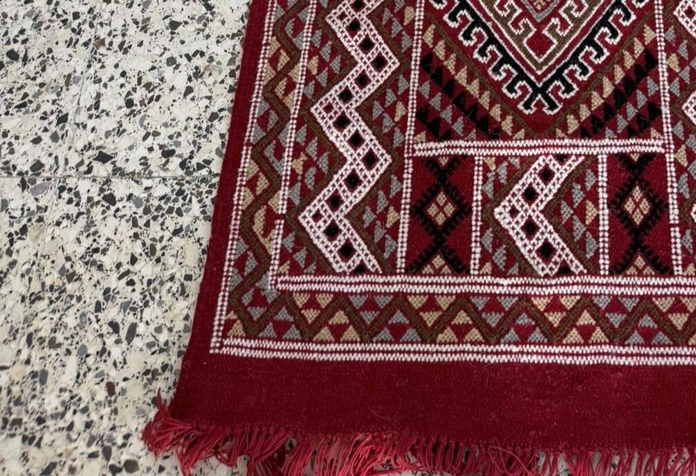 Hand-woven margoum hallway rug in natural wool