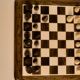 Wooden chessboard, geometric pieces