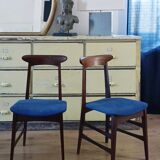 1960s Italian teak chairs in blue