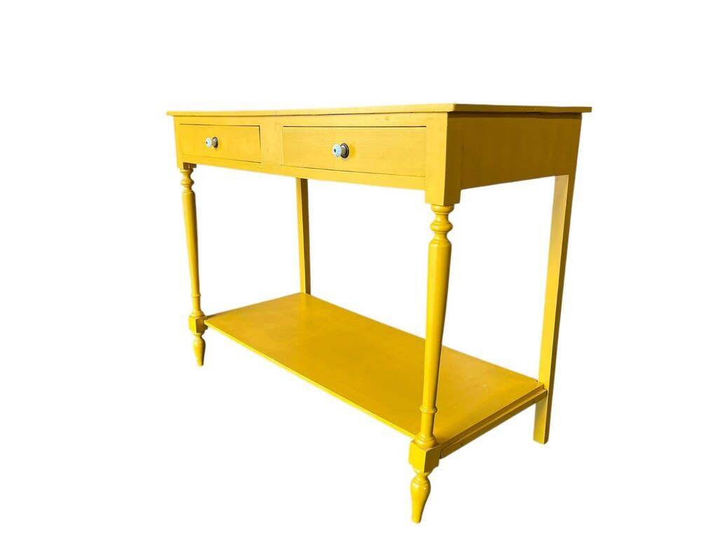 Table d'appoint/console vintage en bois jaune soleil