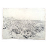 Félix BENOIST, Presumed view of Grasse. Pencil drawing, 19th century