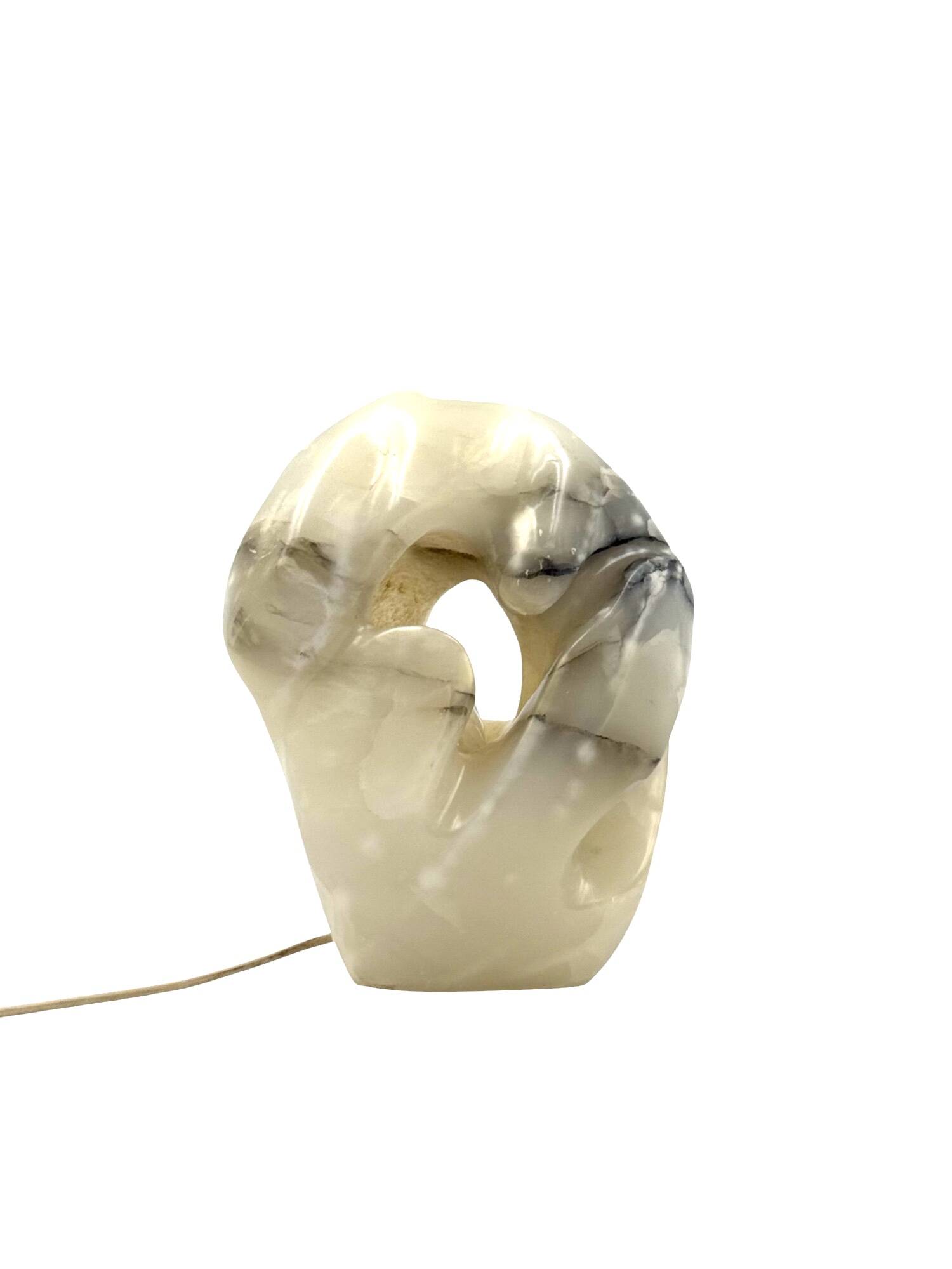 Sculptural alabaster table lamp, France 1980s