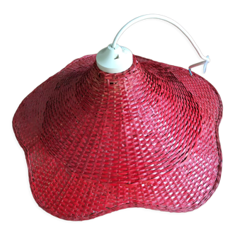 Cloud-shaped red tinted rattan pendant lamp