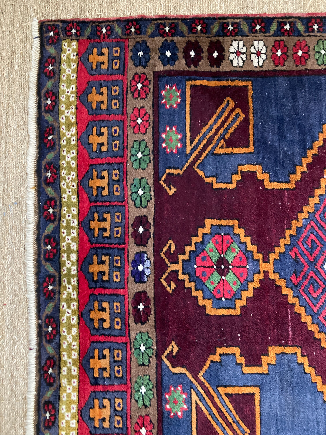Antique carpet in caucasian wool - anatomy - turkish - kazak - large - geometric patterns / persian