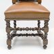 Six Antique Italian Neo-Renaissance Walnut Dining Chairs in Genuine Leather