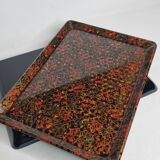 Two serving trays in vintage Japanese lacquer, "Kara-nuri"