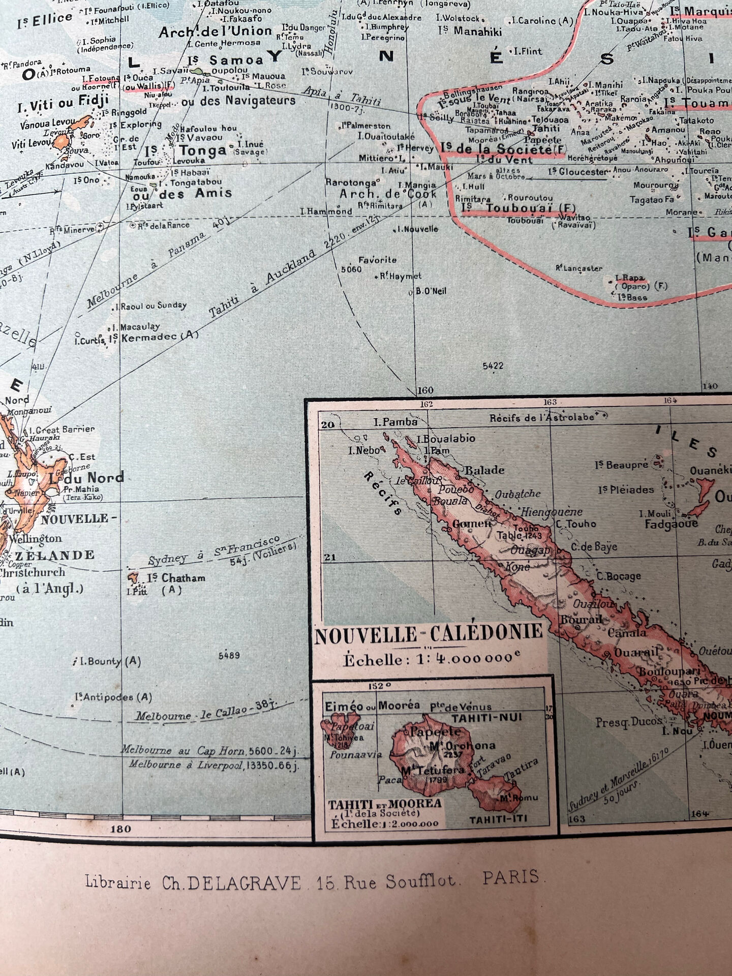 Carte ancienne Océanie 69x48cm