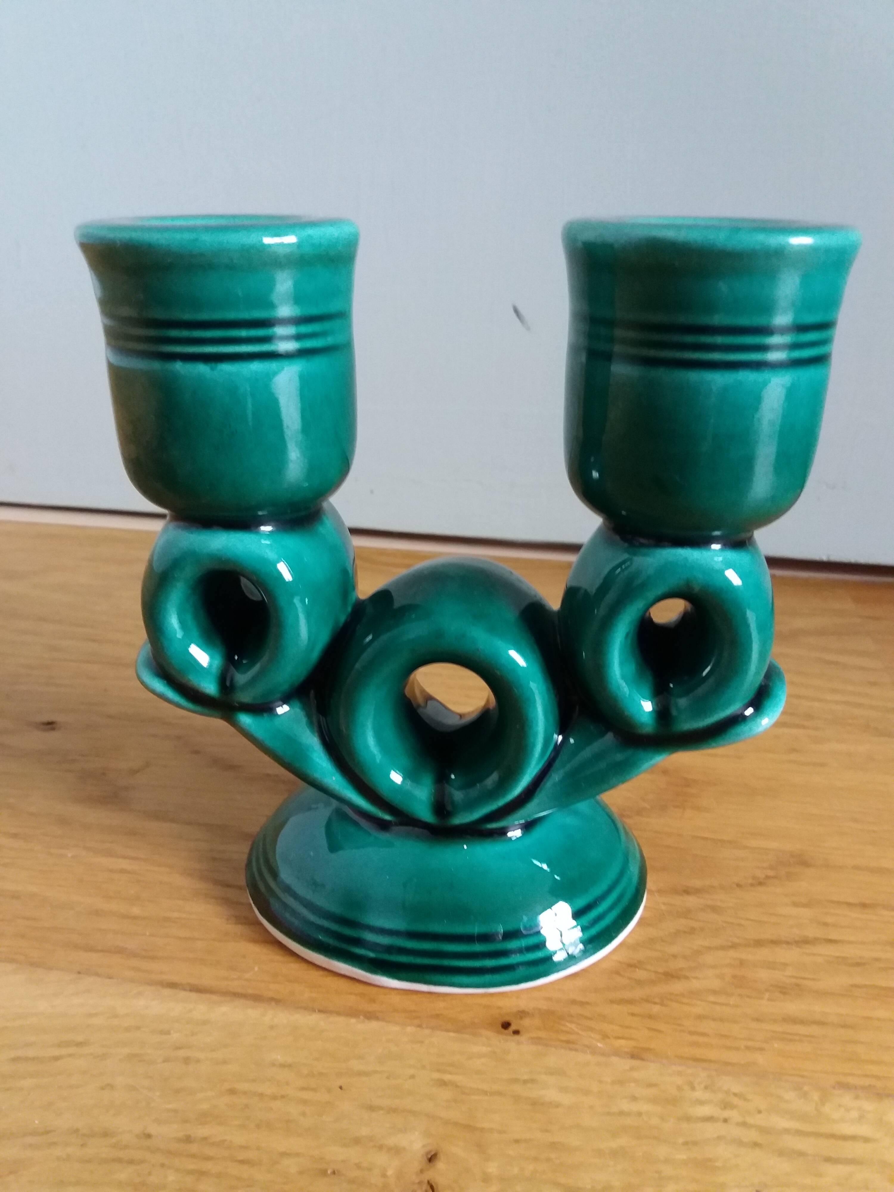 Vallauris candlestick in emerald green FPP slip