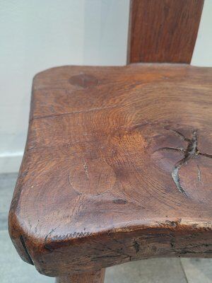 Brutalist wooden chair, France, 1950s