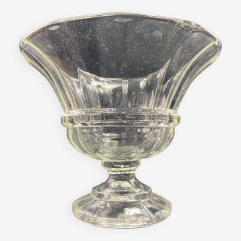 Large coupe sur piédouche en verre 1930