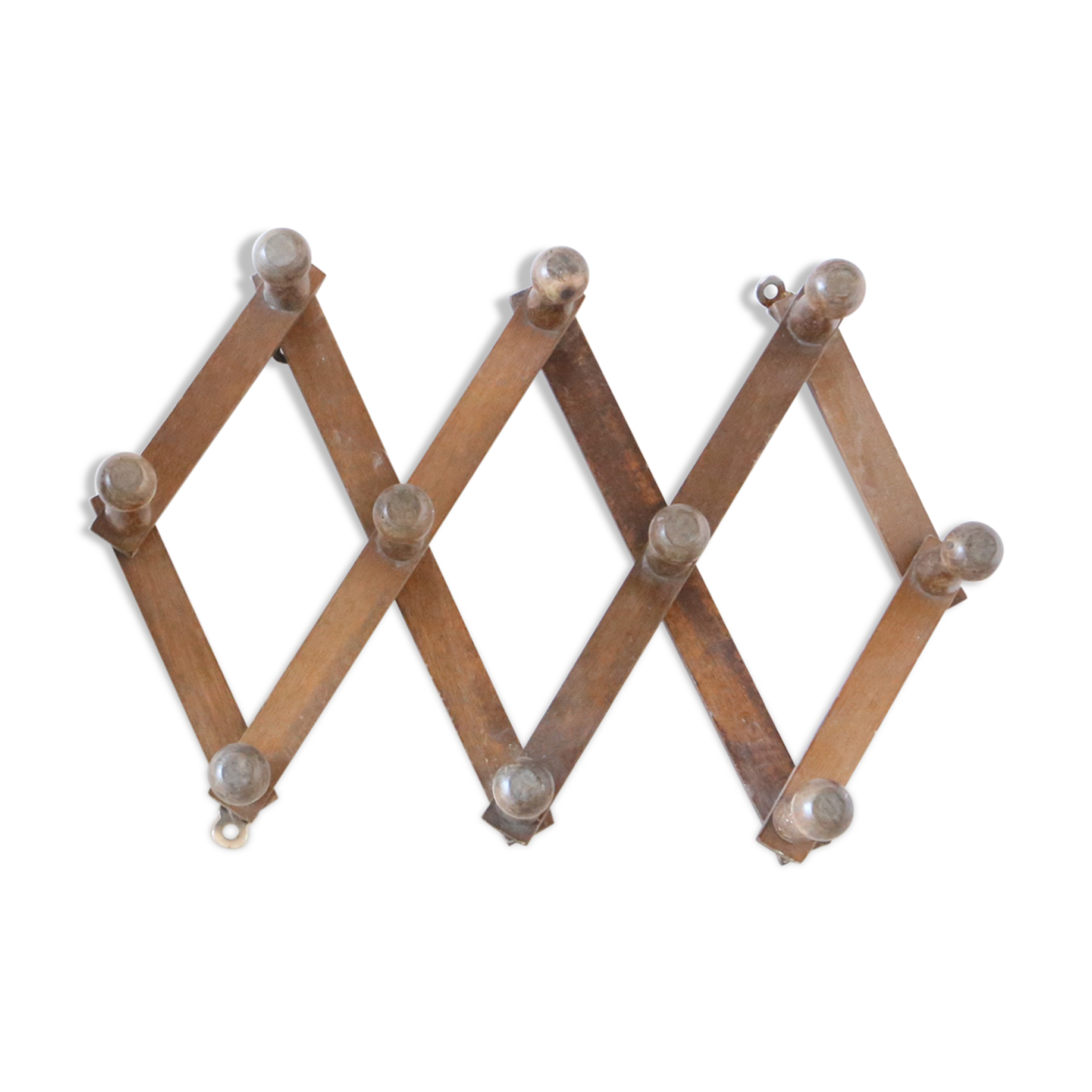 Vintage coat rack, wood, accordion