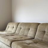 Three vintage seating elements with corduroy fabric