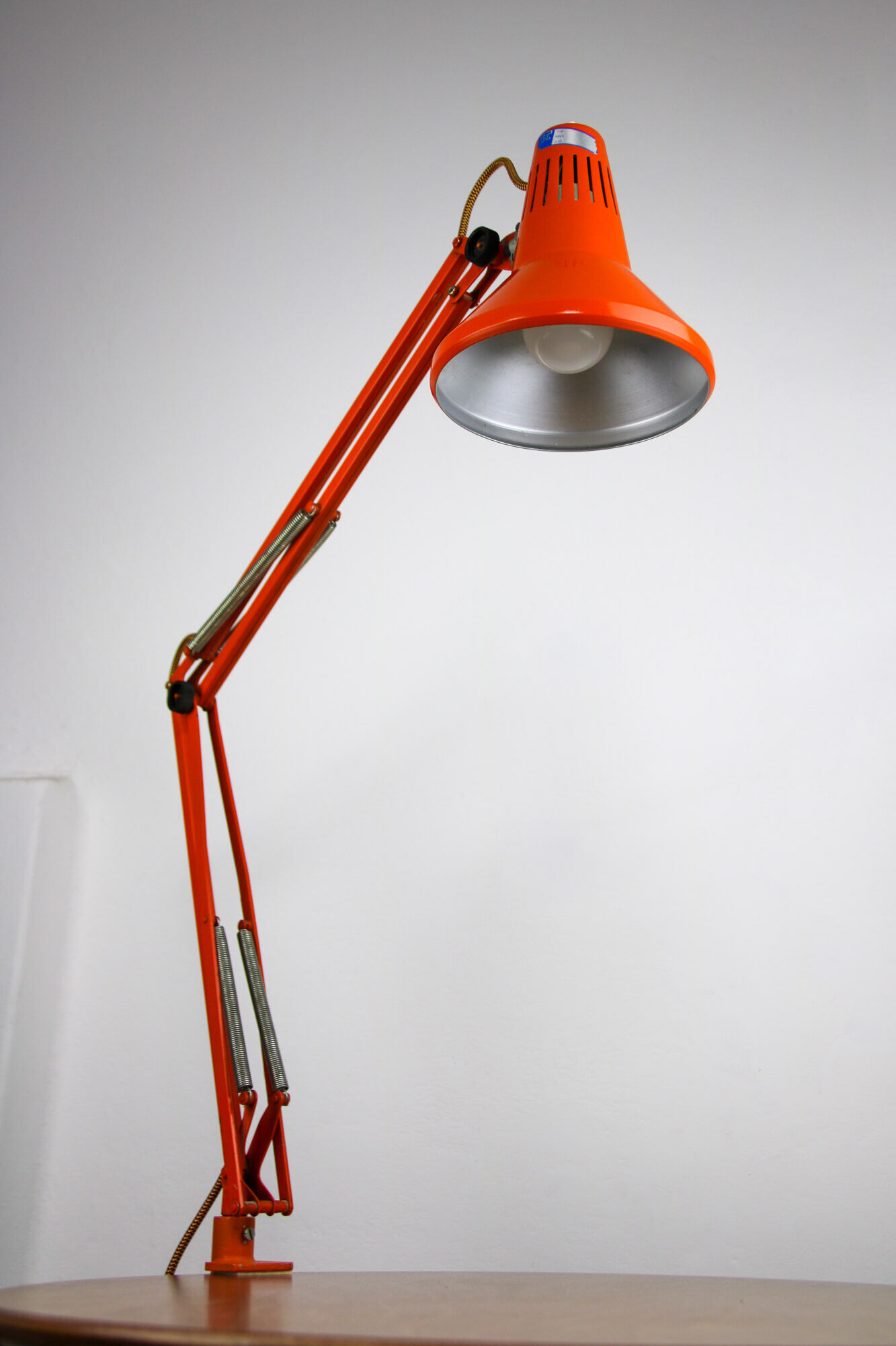 Orange adjustable achitect table lamp by tep, 1970s