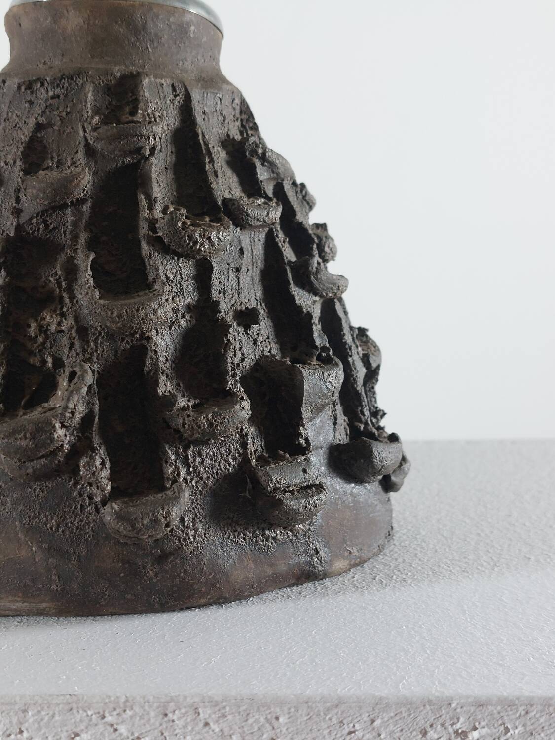Brutalist ceramic lamp base, mid-20th century.