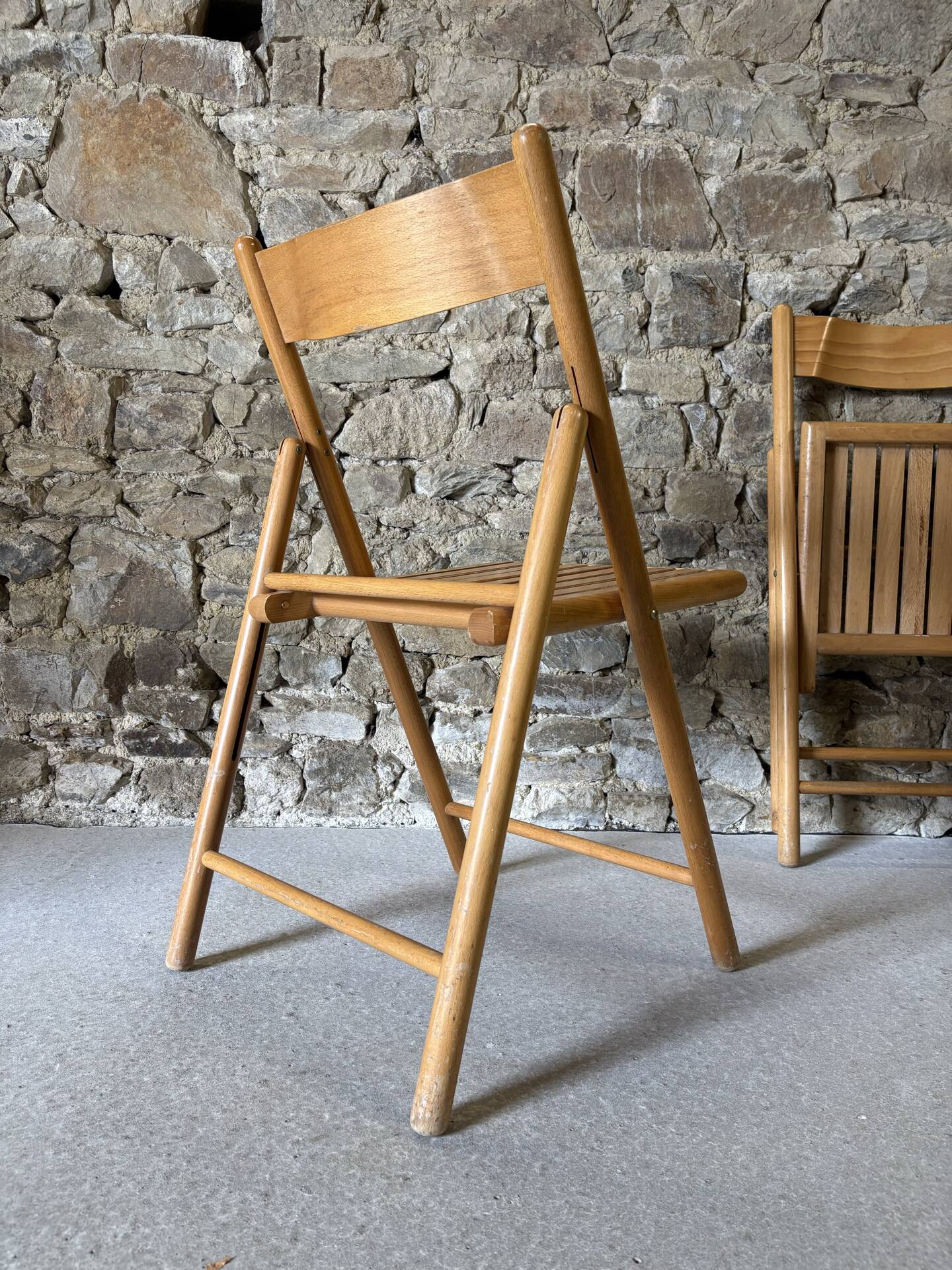 4 folding wooden chairs for Habitat, 1980