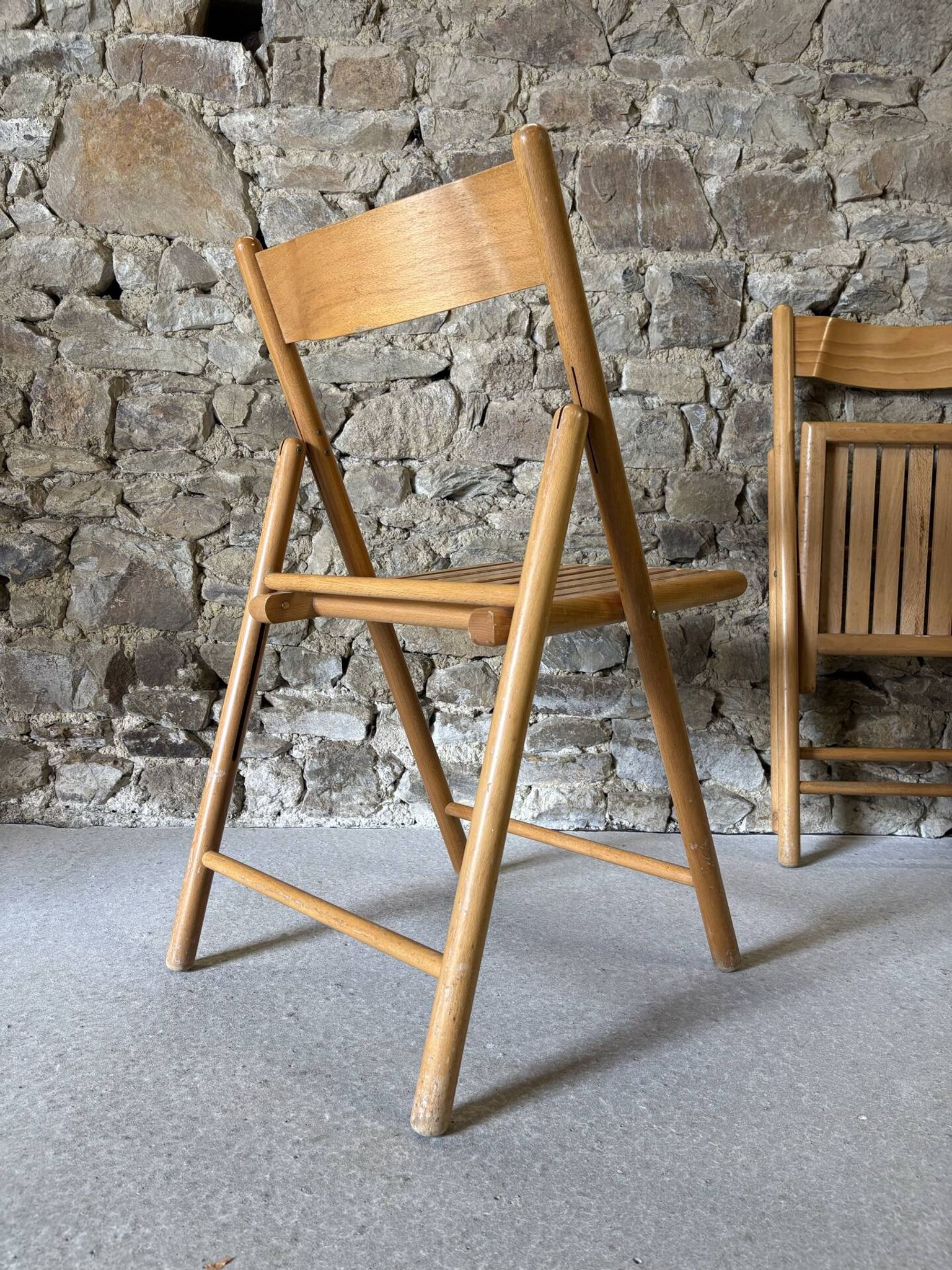 4 folding wooden chairs for Habitat, 1980