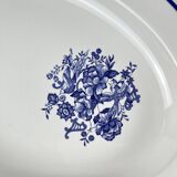 Large white & blue oval dish, bird and flower motif