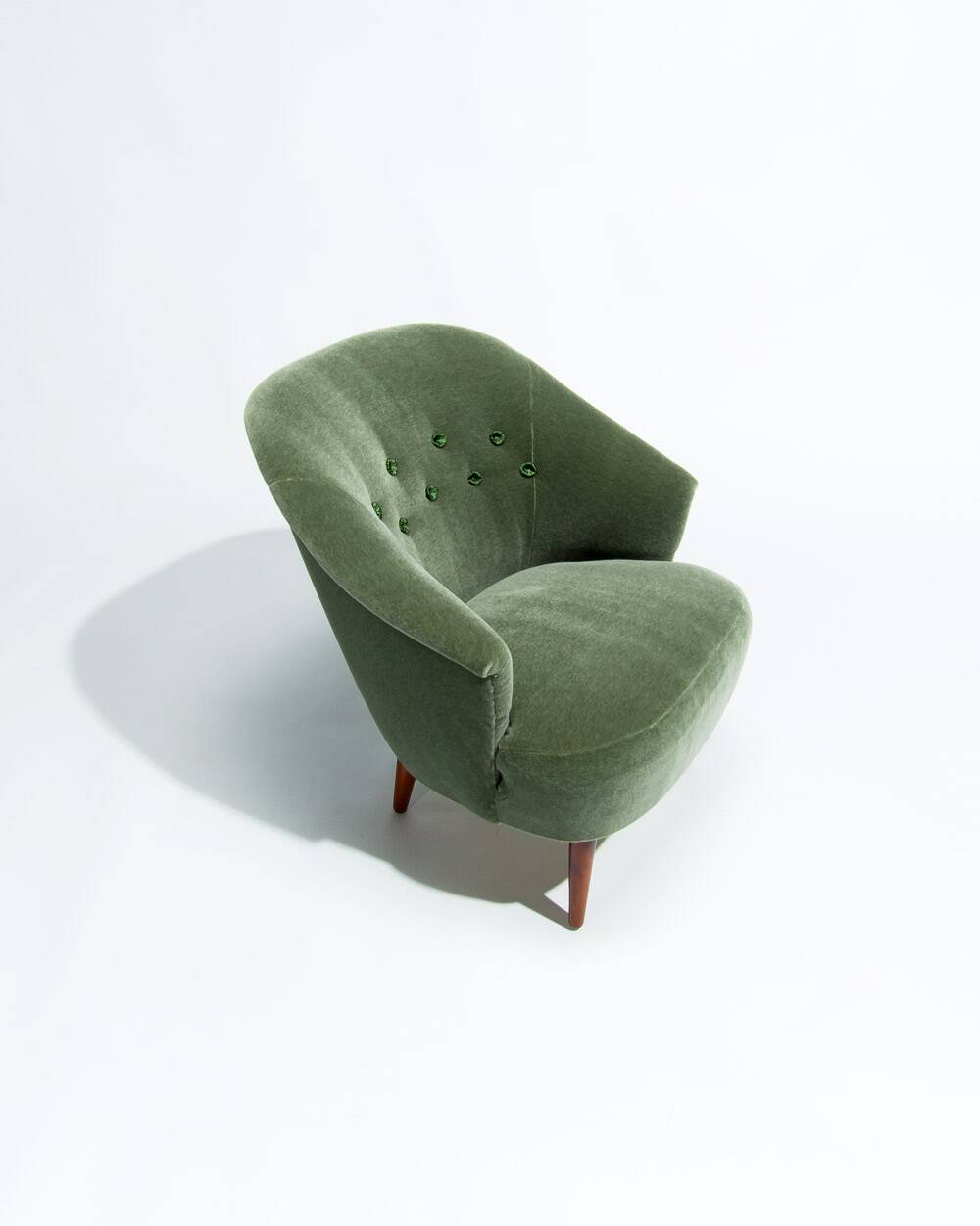 Carl Malmsten Swedish Lounge Chair, 1950s, in Mohair Velvet by Chase Erwin