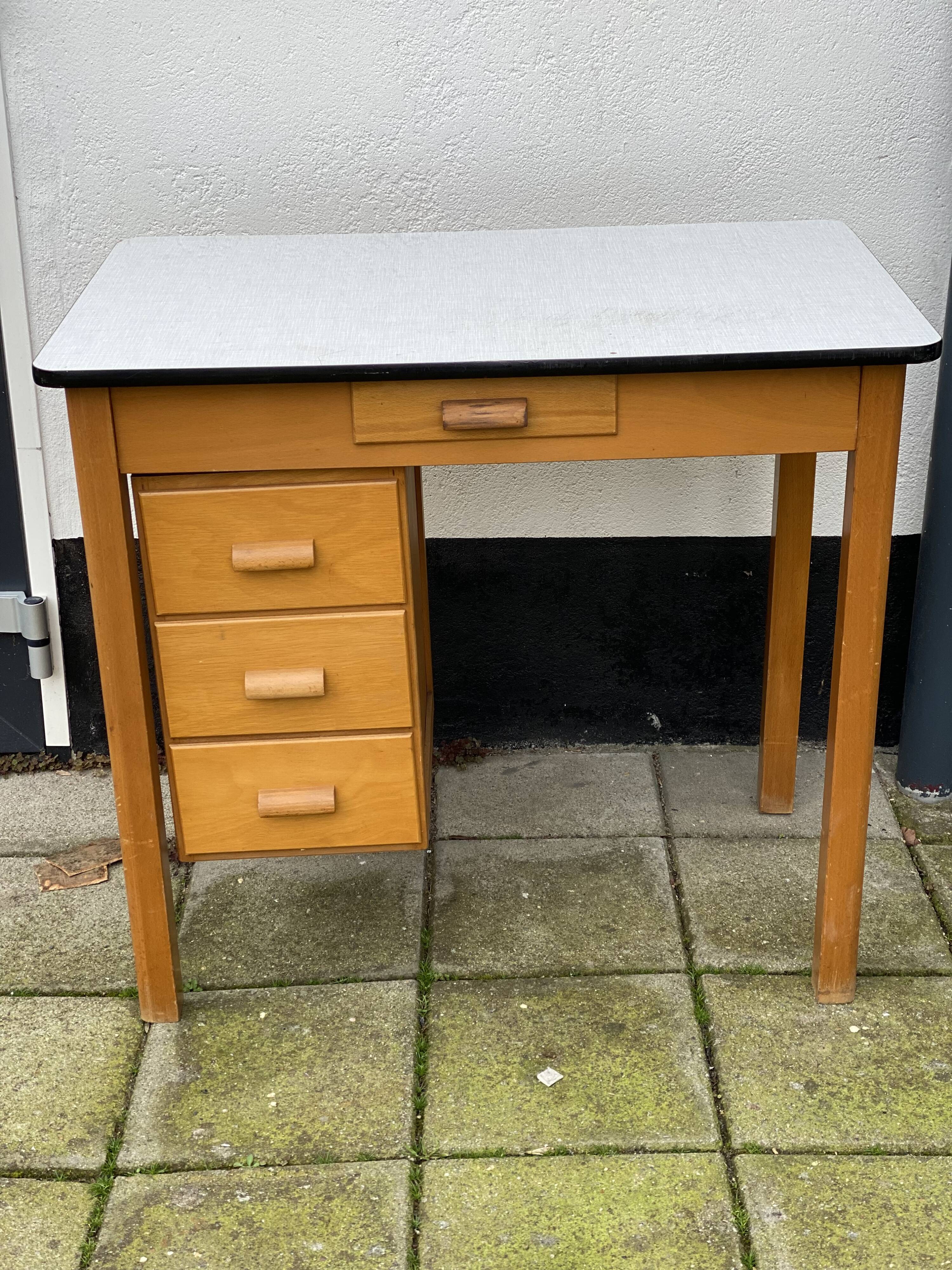 Vintage pinewood formica top desk