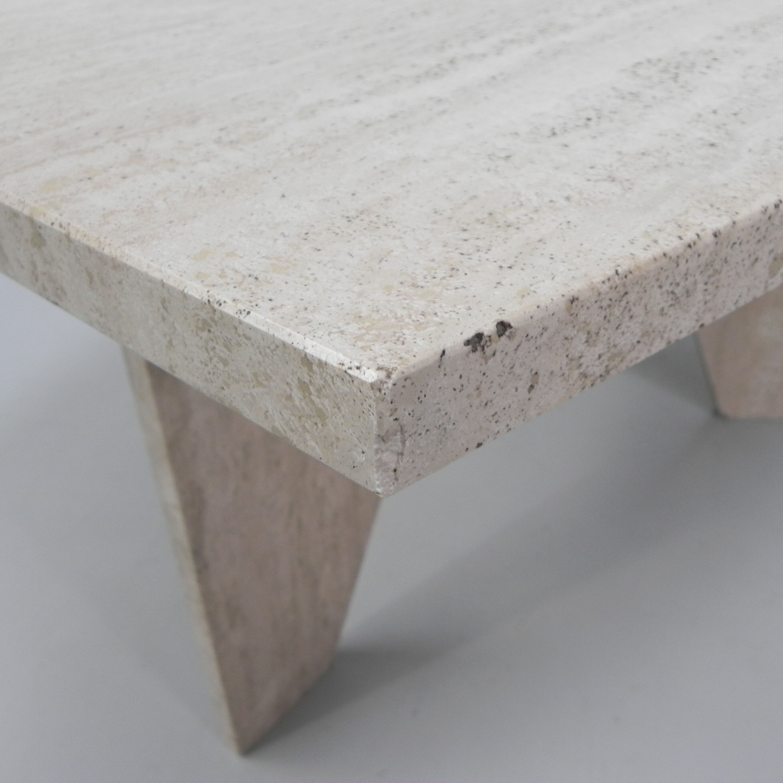 Travertine dining table, 130 x 129 cm