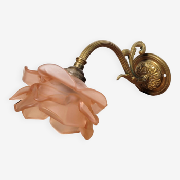 Old pink and golden brass wall lamp