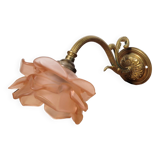 Old pink and golden brass wall lamp